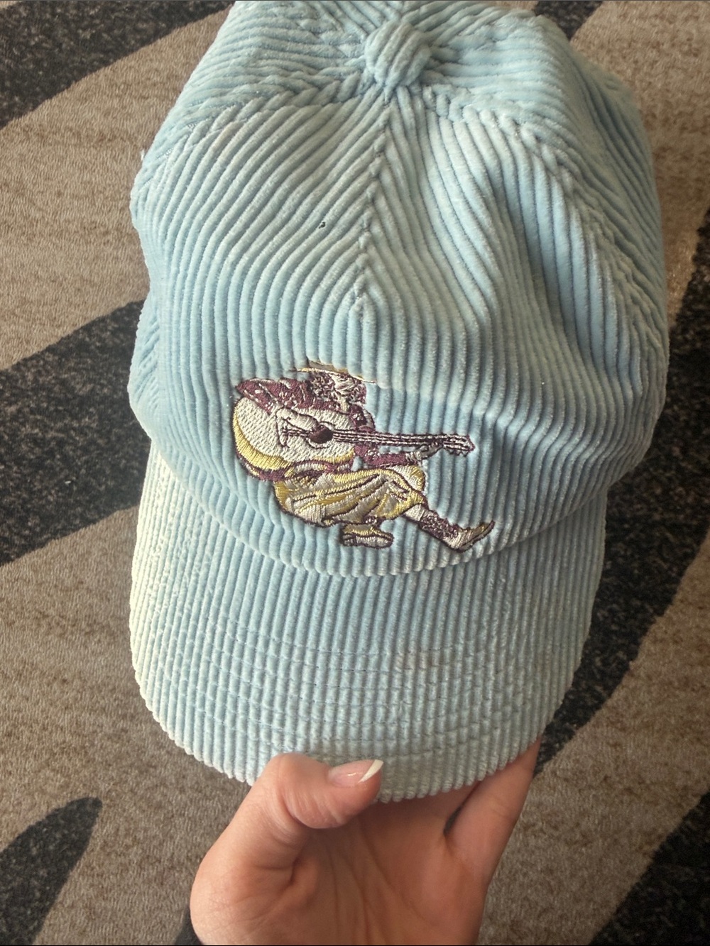 Light Blue Corduroy Cap with Guitarist Embroidery - Picture 5 of 5